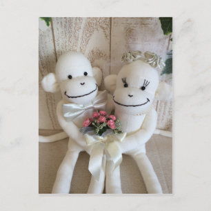 K&K Sock Monkey Wedding(Pink) Postcard Postkarte
