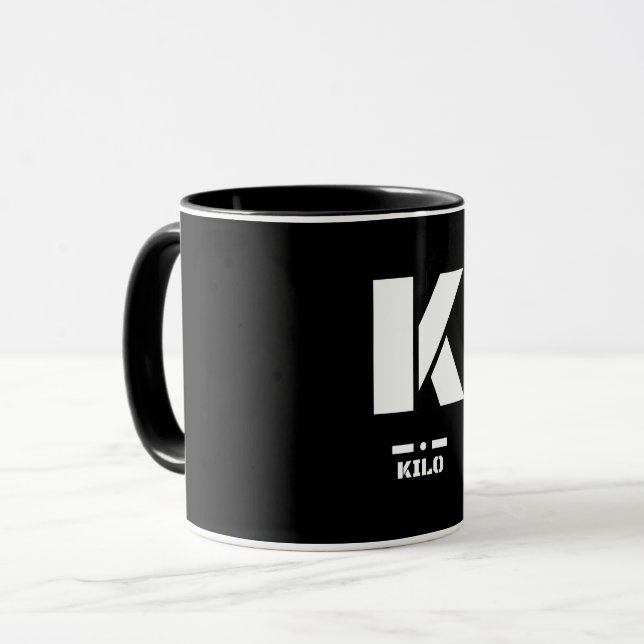 K(Kilo) NATO Phonetischer Alphabet & Morse Code Tasse (Vorderseite Links)