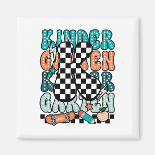 K-Kindergarten-Lehrer kariert Zurück zur Schule Ki Magnet