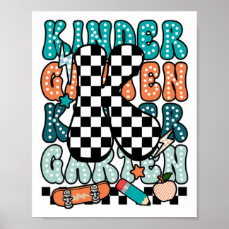 K Kindergarten Teacher Checkered Back To School Ki Poster