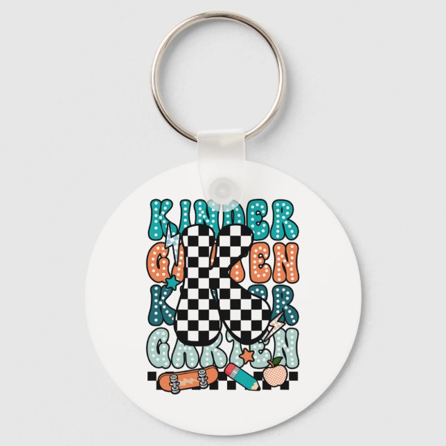 K Kindergarten Teacher Checkered Back To School Ki Schlüsselanhänger (Vorderseite)