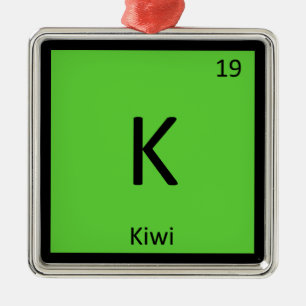 K - Kiwi-Frucht Chemie Periodensystem Symbol Ornament Aus Metall