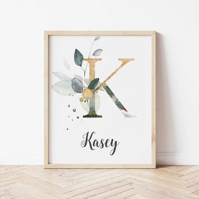 K Letter Monogram Greenerity Kinderzimmer Name Wal Poster (Von Creator hochgeladen)