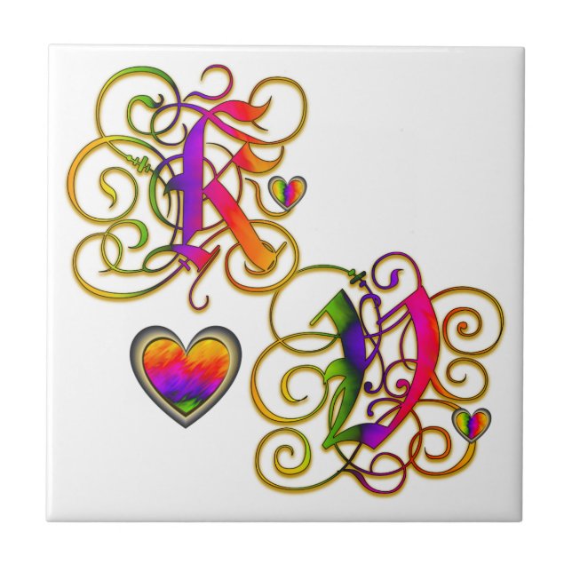 K Lieben V Artisan Monogram Tile Fliese (Vorderseite)