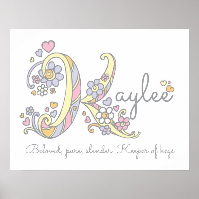 K monogram art Kaylee girls name meint poster (Vorne)
