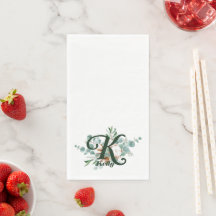 K Monogram Botanical Floral Guest Handtücher