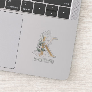 K Monogram Floral Personalisiert Aufkleber