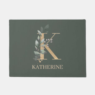 K Monogram Floral Personalisiert Fußmatte