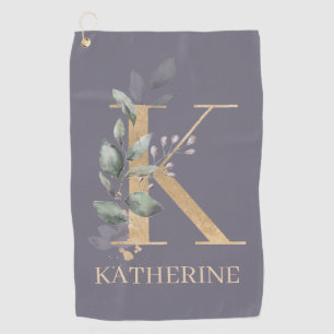 K Monogram Floral Personalisiert Golfhandtuch