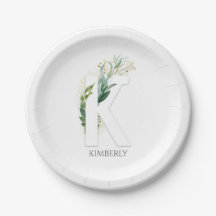 K Monogram Gold Greenerity Blätter Eleganter Name