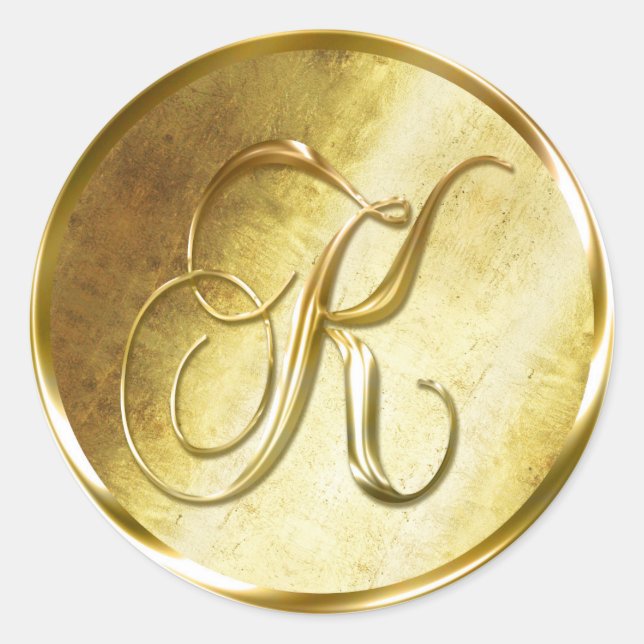 K Monogram Imitate Gold Umschlag Aufkleber Sticker (Vorderseite)