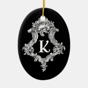 K Monogram Initial Keramikornament