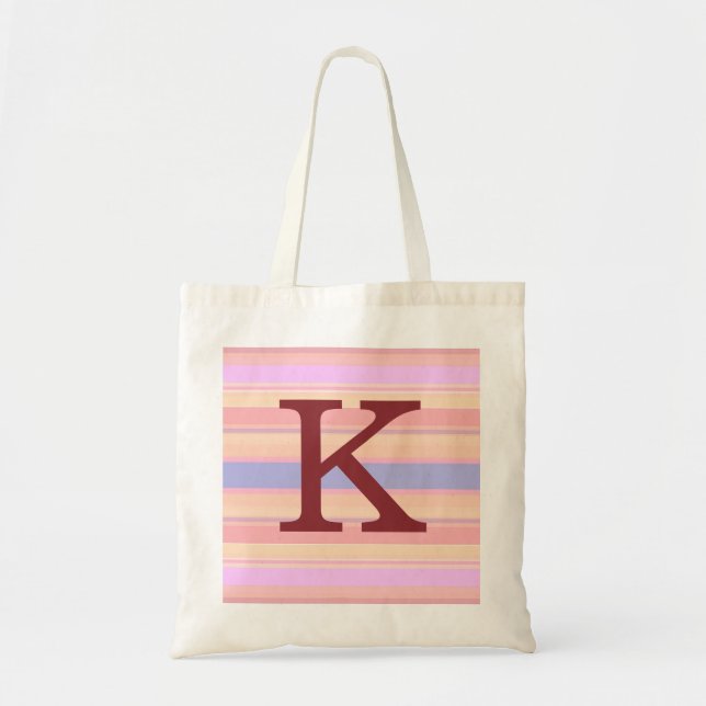 K: Monogram K Summer Stripes Fute Tote Bag Tragetasche (Vorne)