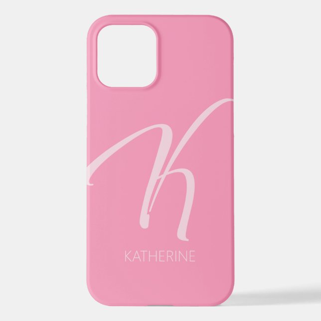 K Monogram Personalisiert Pink iPhone Case iPhone Hülle (Rückseite)