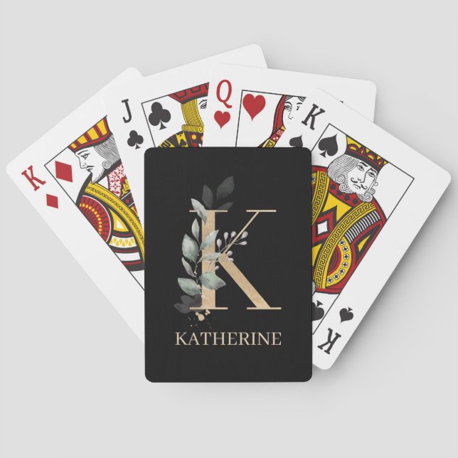 K Monogram Personalisiert Playing Cards Spielkarten (Rückseite)