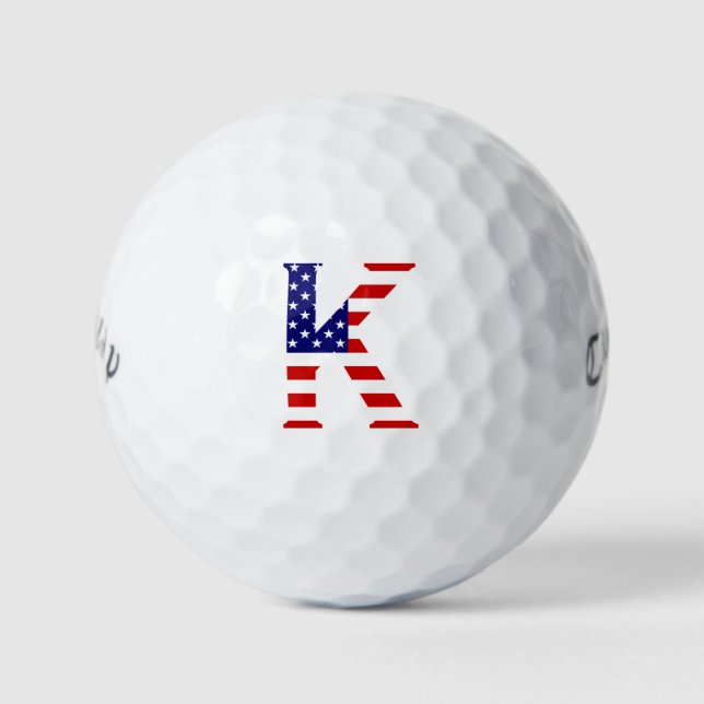 K Monogram überlagert sich auf der US-Flagge cwb g Golfball (Vorderseite)