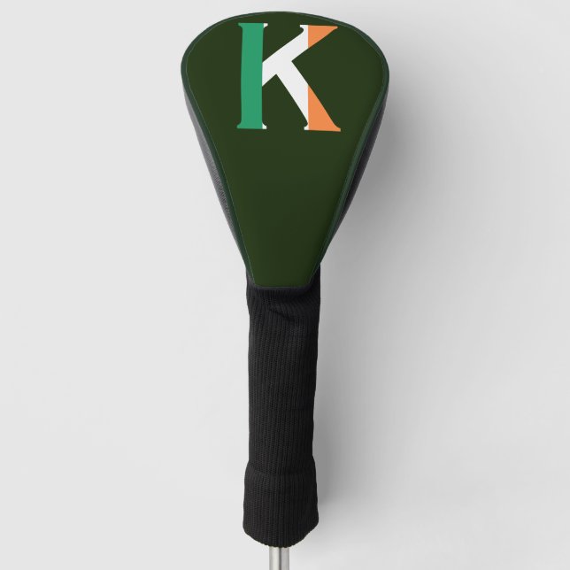 K Monogram überlagert sich auf irischer Flagge Golf Headcover (Vorderseite)