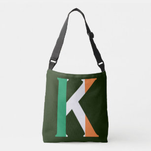 K Monogram überlagert sich auf Irish Flag cbcn Tragetaschen Mit Langen Trägern