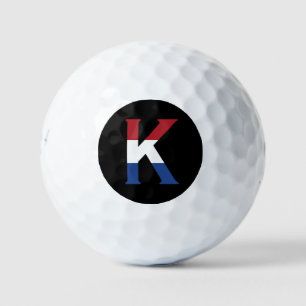 K Monogram überlagert sich auf NLD Flag auf bk be6 Golfball