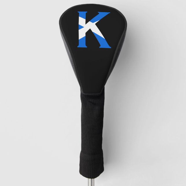 K Monogram überlagert sich auf schottischer Flagge Golf Headcover (Vorderseite)