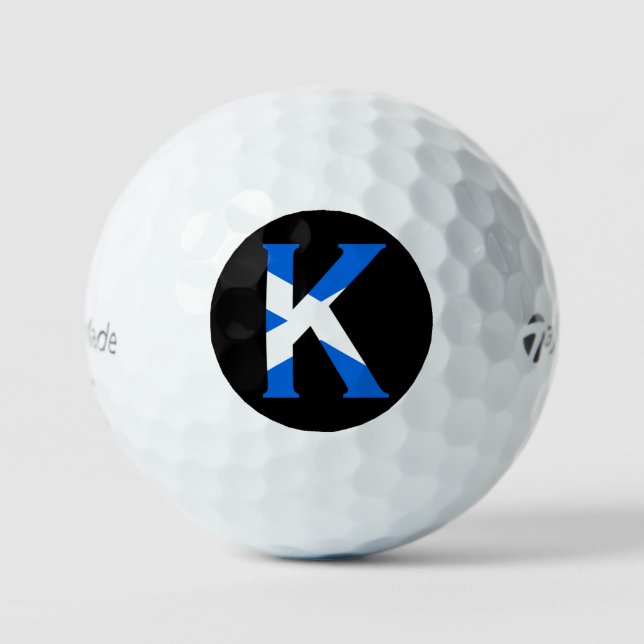 K Monogram überlagert sich auf schottischer Flagge Golfball (Vorderseite)