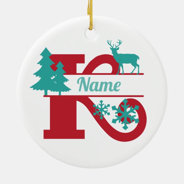 K Monogram Urlaubshaus Weihnachtsbaum Ornament (Hinten)