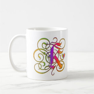 K-Monogramm-"gotischer Regenbogen-" Tassenschalen Kaffeetasse