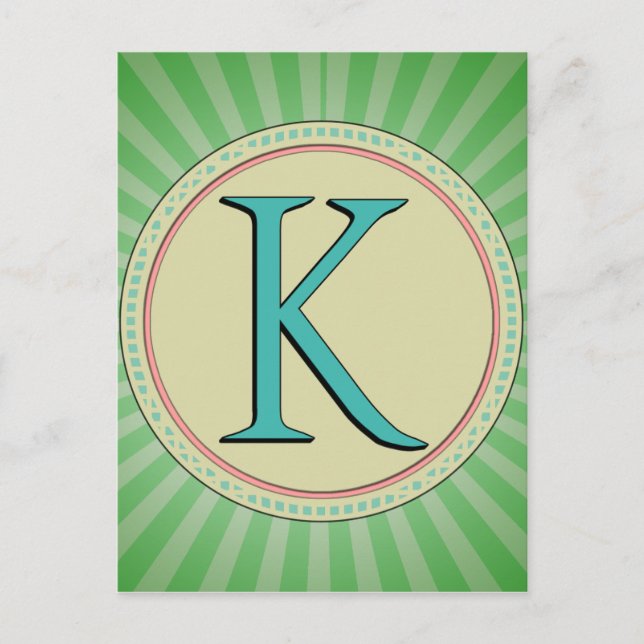 K MONOGRAMM SCHREIBEN POSTKARTE (Vorderseite)