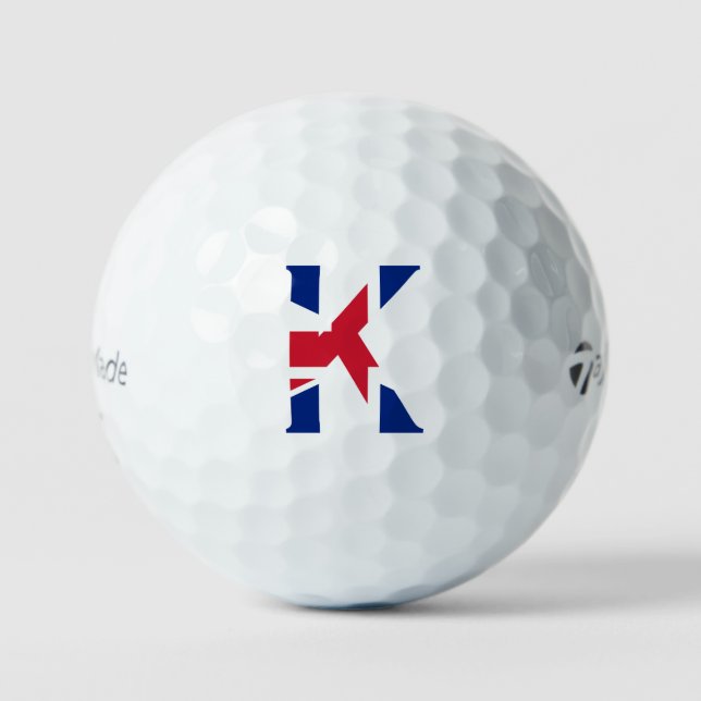 K Monogramm überlagert auf der Flagge der Union tm Golfball (Vorderseite)