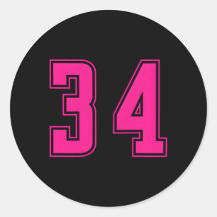 K Nummer 34 Team Junior Sports Numbered Uniform Runder Aufkleber