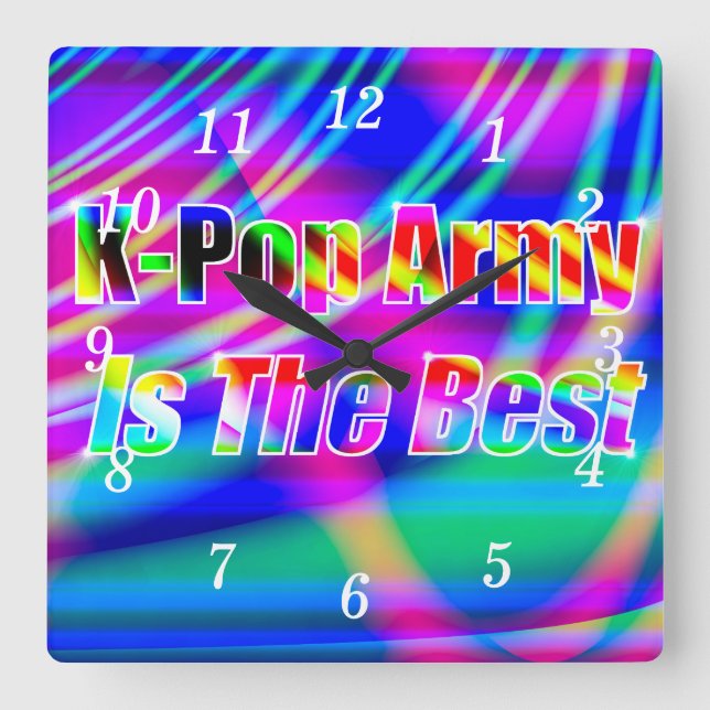 K-Pop Art Wall Clock Quadratische Wanduhr (Vorderseite)