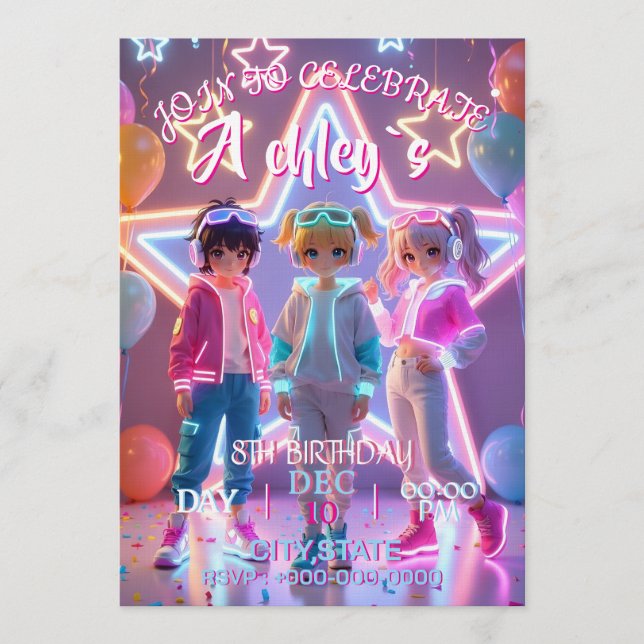 K-Pop Demon Hunters themed birthday parties,Golden Einladung (Vorderseite)