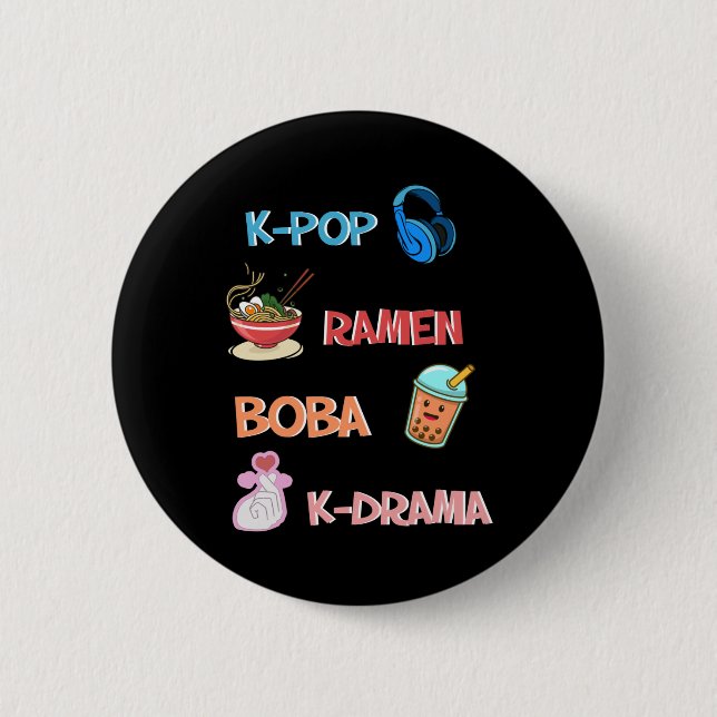 K-Pop Fashion für Fans von koreanischem K-Drama &  Button (Vorderseite)