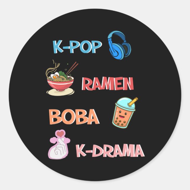K-Pop Fashion für Fans von koreanischem K-Drama &  Runder Aufkleber (Vorderseite)