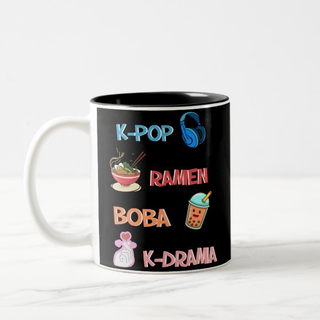 K-Pop Fashion für Fans von koreanischem K-Drama &  Zweifarbige Tasse (Links)