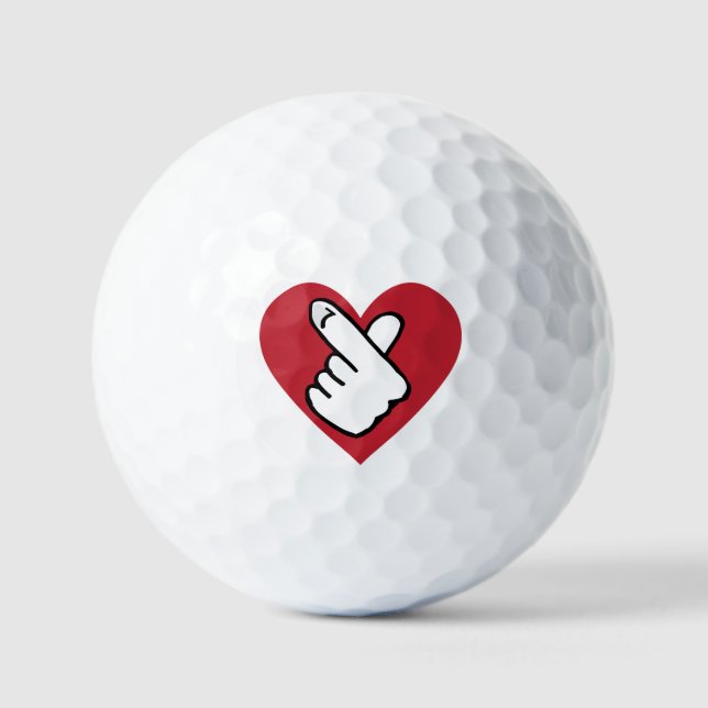 K-Pop Finger Heart Black Red Golfball (Vorderseite)