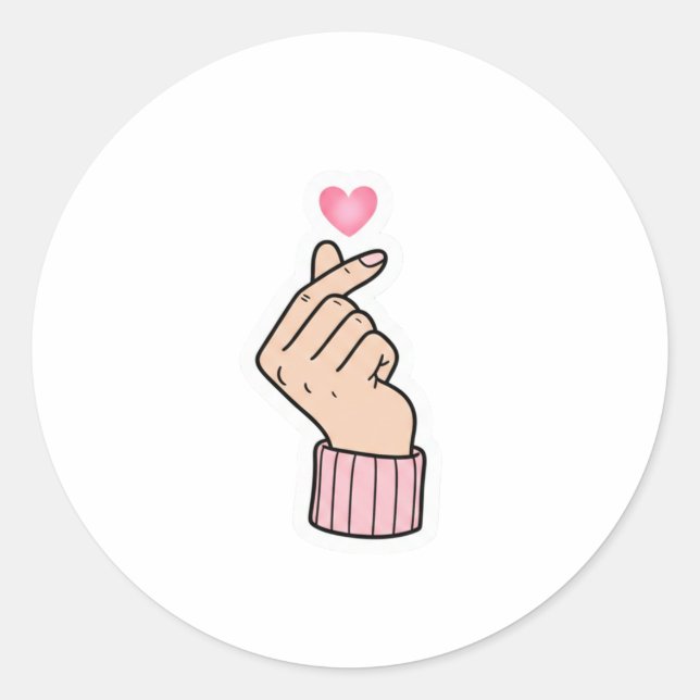 K-Pop Fingerherz - Süßes rosa ästhetisches Sticker (Vorderseite)
