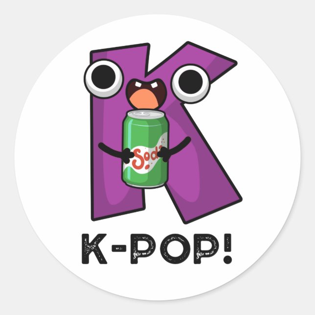 K-Pop Funny Music Soda Pop Pun Runder Aufkleber (Vorderseite)