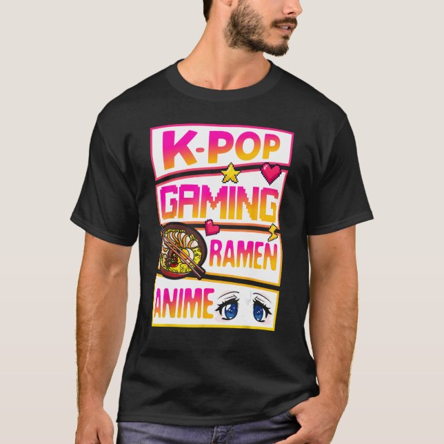 K-Pop Gaming Ramen Fans T-Shirt (Vorderseite)