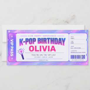 K-Pop Geburtstags-VIP-Pass Pastelkonzert-Ticket Einladung