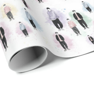 K-Pop-Idols Minimalistische Silhouette Ästhetik-Ge Geschenkpapier