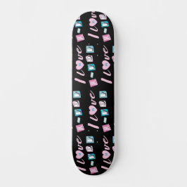 K-Pop Liebe Korean Pop Fan Monogramm Schwarz Pink  Skateboard