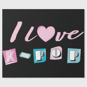 K-Pop Liebe koreanische Musik Fan Black Pink Blau Geschenkpapier