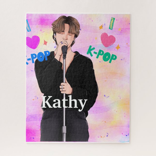 K-Pop Music Fan Boy Band Sängerin Custom Pastel Puzzle (Vertikal)
