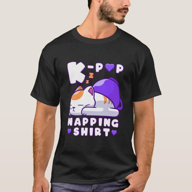 K-Pop Music Sleeping Cat K-Pop Napping T-Shirt (Vorderseite)