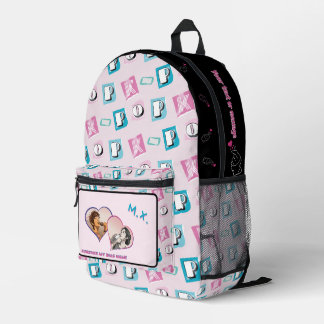 K-Pop-Musik-Hallyu-Fan schwarz blau pink zwei Foto Bedruckter Rucksack