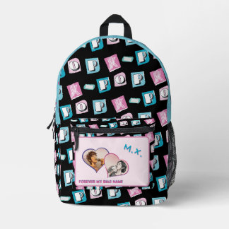 K-Pop-Musik-Hallyu-Fan schwarz blau pink zwei Foto Bedruckter Rucksack