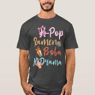 K-Pop Ramen Boba K-Drama Finger Heart Korean Music T-Shirt