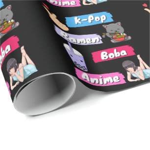 K-Pop, Ramen, Boba und Anime Pop Culture Fan Geschenkpapier