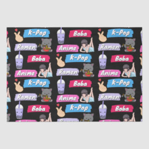 K-Pop, Ramen, Boba und Anime Pop Culture Fan Seidenpapier